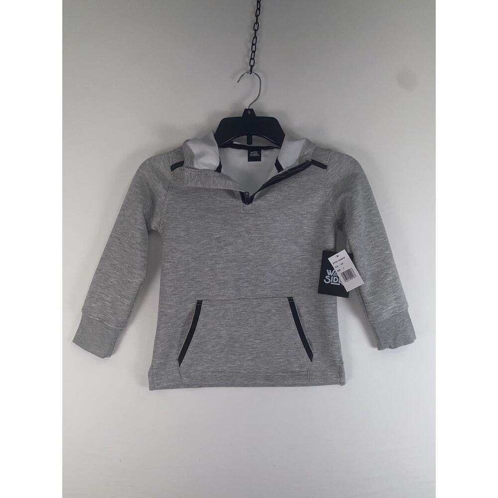 Way Side Hoodie Sweatshirt Kids 5 Gray 1/4 Zip Pullover Kangaroo Pocket
